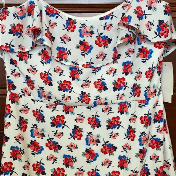 Row A Nordstrom Floral Ruffle Detail Mini Dress White Womens Large NWT - Picture 8 of 8